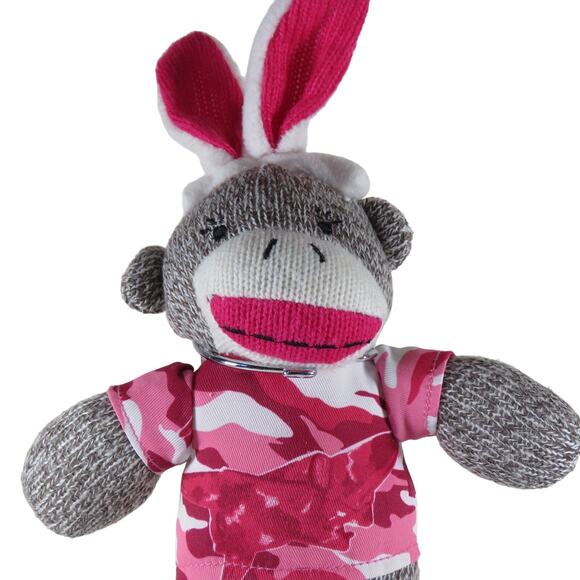 DanDee Sock Monkey Plush Camo Bunny Ears Green and Pink 10" Lot Easter Toys - Picture 14 of 16